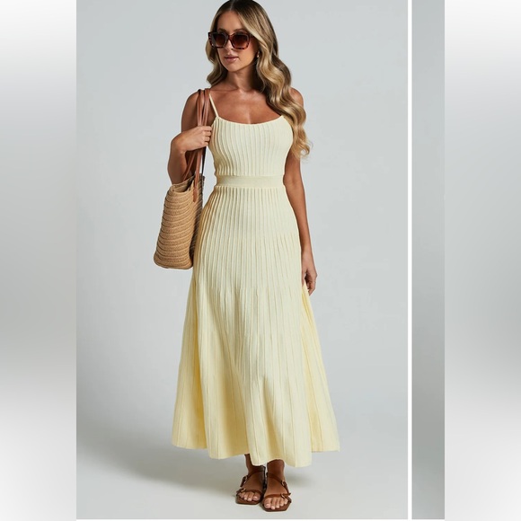 Showpo. Dresses & Skirts - Showpo Yellow Ribbed Maxi Dress
